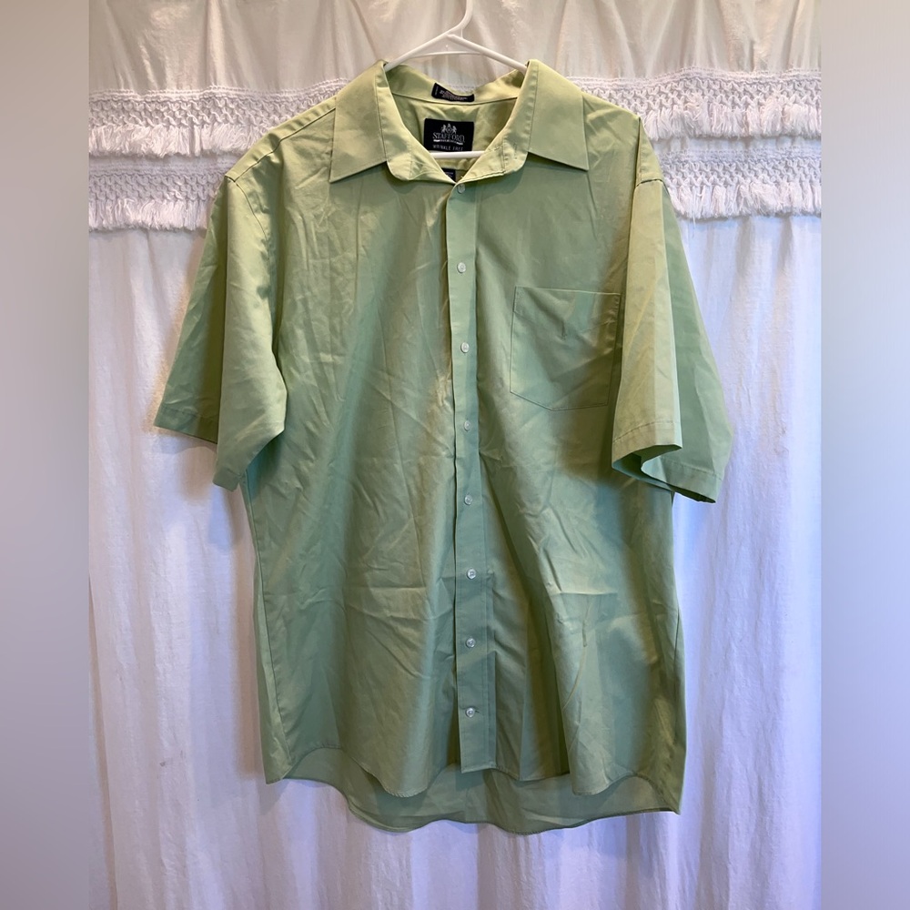 Stafford Light Green Casual Button Down Shirt